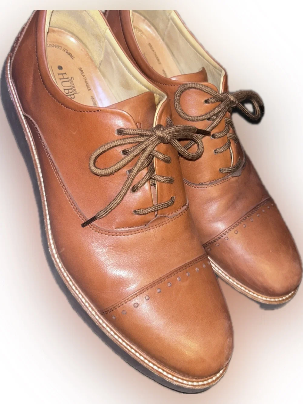 Samuel Hubbard Market Cap Whiskey Tan Leather Oxford Brogue Shoes Vibram 14